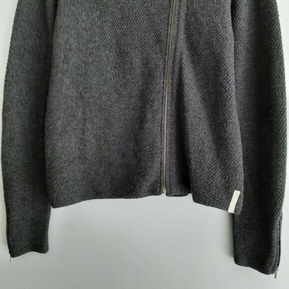 BRORA Merino Cashmere Blend Full Zip Knit Moto Style Cardigan Jacket Grey Sz S - Picture 3 of 15
